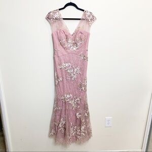Azazie Blush Pink Floral Lace Dress Size A6